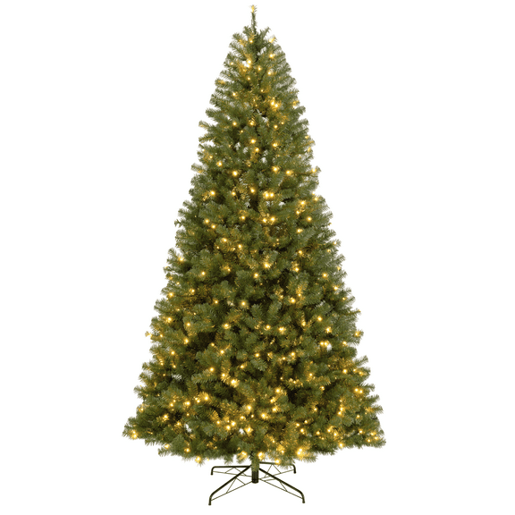 Jingle Joy 6 ft Evergrow Spruce Premium Pre-Lit Hinged Artificial Christmas Tree, 833 Branch Tips, 200 Warm White LED Lights, Realistic Full Shape, Metal Stand Included