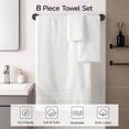 thumbnail image 5 of REDKISS 8-Piece 100% Cotton Towel Set, 600GSM Luxury White Bath Towels. Quick Dry Hand Towels & Washcloths, 5 of 8