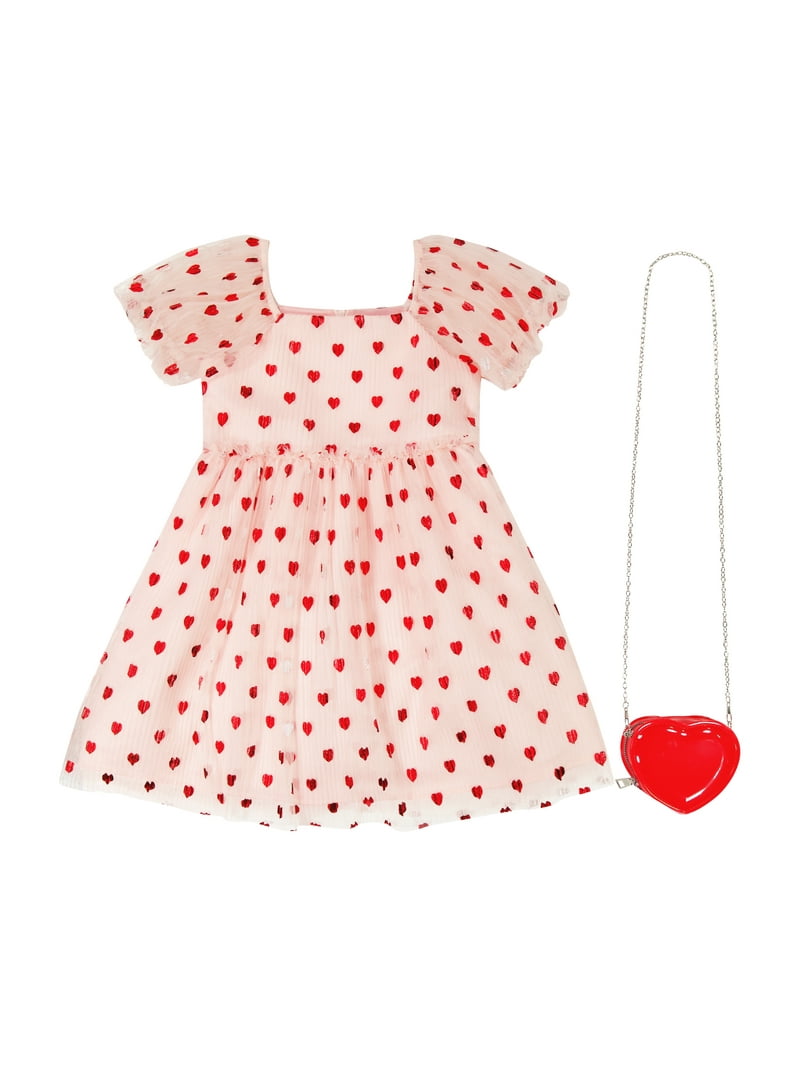 Kensie Girl Valentines Day Dress with Heart Bag, Sizes 4-12 - Walmart.com