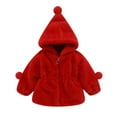 thumbnail image 2 of NAISIBABY Girls Winter Coat, Solid Color Fuzzy Cozy Elastic Waist Soft Warm Hooded Outwear Red 12-18Months, 2 of 6