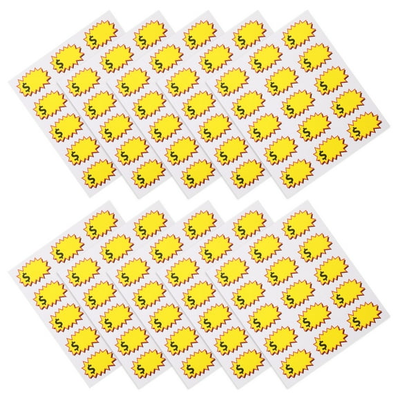 10 Sheets Garage Sale Space Stickers Poster Board Product Yellow