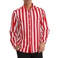 thumbnail image 1 of CAMISAS CHIC PARA HOMBRE de Rayas Verticales de Manga Larga con Botones Ajuste Regular Casual L Rojo Blanco, 1 of 7