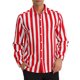 thumbnail image 1 of Camisa Casual de Manga Larga de Rayas Verticales para Hombre INSPIRE CHIC, Ajuste Regular, XL, Rojo y Blanco, 1 of 7