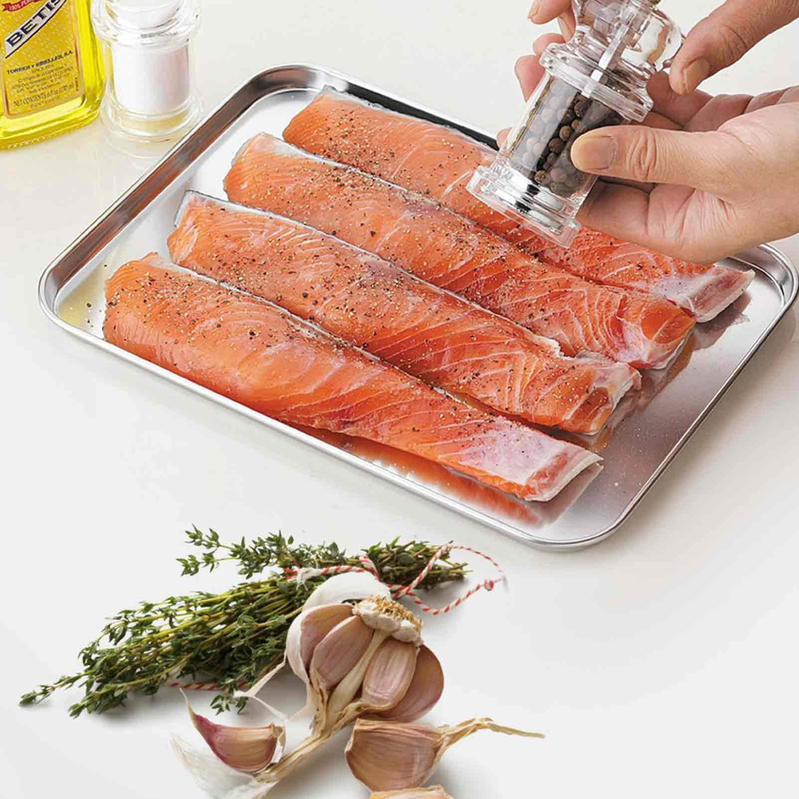 Baking Sheet Set 4 Stainless Steel Pans, 16/12.5/10/9.3 Inch