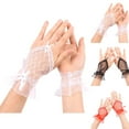 thumbnail image 4 of Xfvqtps Gants en Dentelle pour Femmes Crochet Doigt Robes de Mariage Performance Danse Décorations de Fête Gants Élastiques Respirants Rouges, 4 of 4
