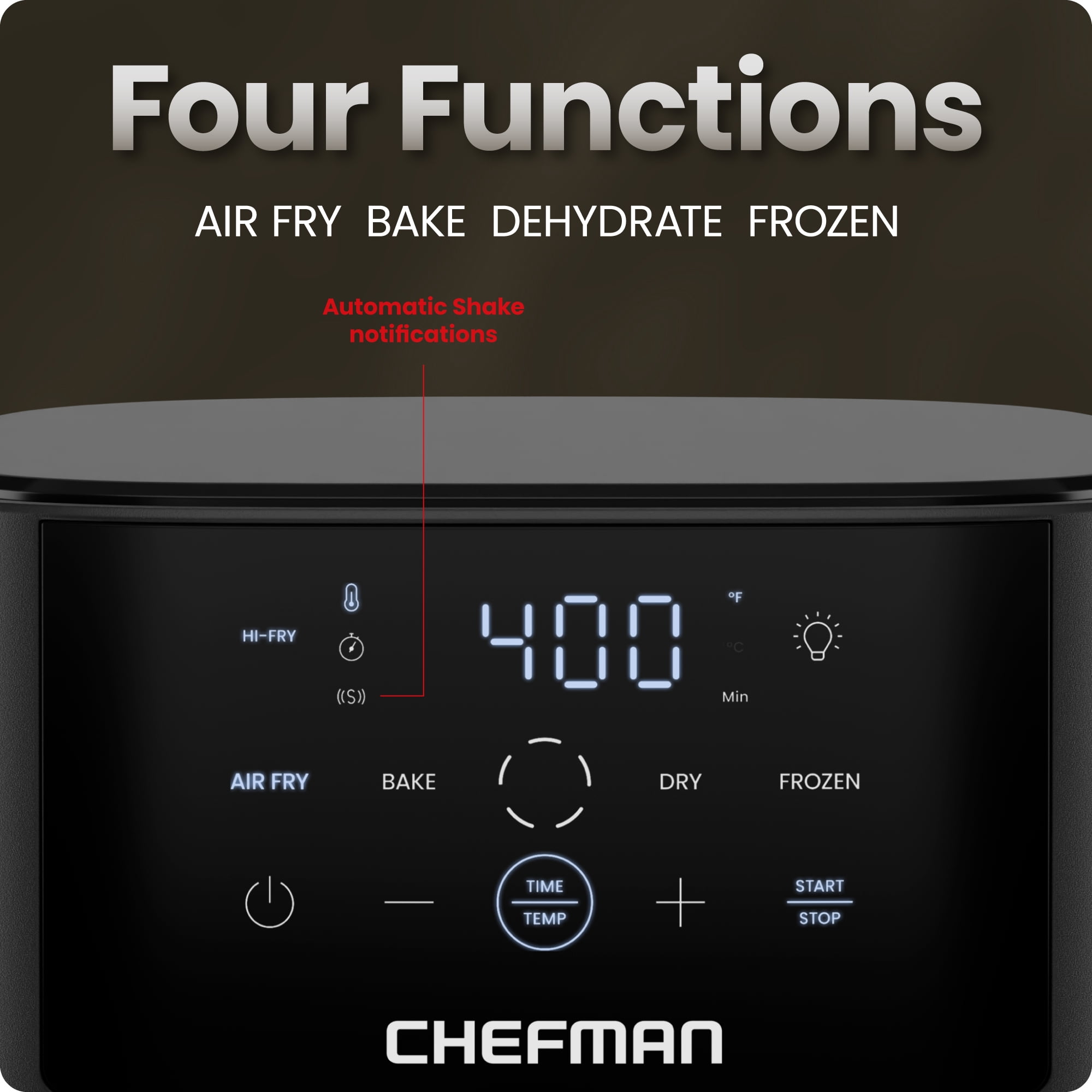 Chefman TurboFry Touch 4-Qt Easy-View Air Fryer w/ 4 Cooking Presets and 450F Hi-Fry Button - Black