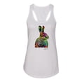 thumbnail image 2 of Wild Bobby, Colorful Rainbow Rabbit Animal Lover Ladies Racerback Tank Top, White, X-Large, 2 of 3