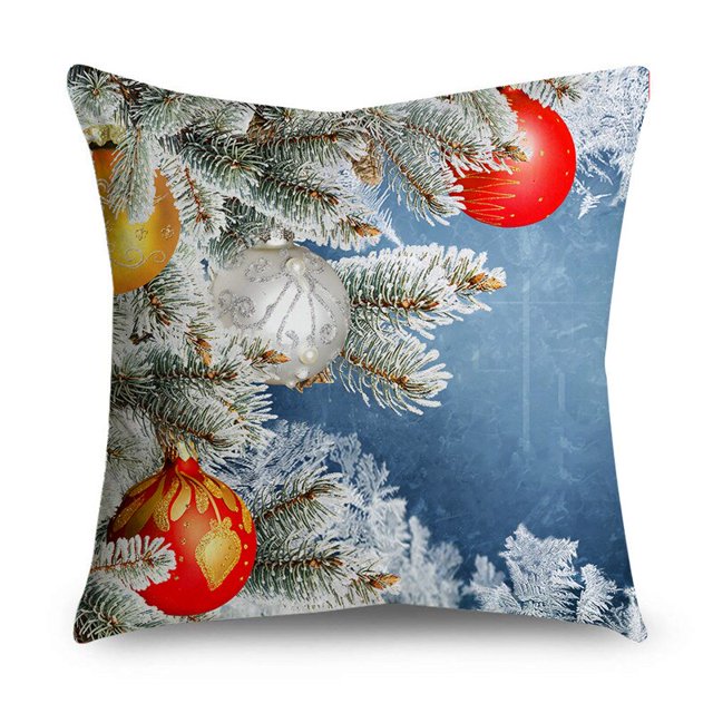 Fundas de almohada navideñas para el día de la nieve, adornos de bolas de árbol, corona de Adviento para sofá, decoración del hogar, 40/45/50cm