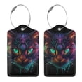 thumbnail image 3 of Honeii Futuristic Cat Warrior Print Leather Luggage Tag for Suitcases,ID Tags,Bag Tags for Luggage,Functional Travel Tag-4 PCS, 3 of 5