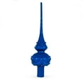 thumbnail image 2 of Dimensional Blue Jewels Chandelier on Red Glass Christmas Tree Topper 11 Inches, 2 of 4