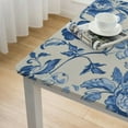 thumbnail image 4 of HAOXIT Thick Linen Rectangle Tablecloth - White and Blue Floral Waterproof Rustic Toile Table Cover Farmhouse Decoration, Suitable for Home, Kitchen Dining Tablecloth 52*52, 4 of 7