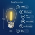 thumbnail image 5 of LUZIXIBO 24 Pack S14 Edison LED Bulbs for Outdoor String Lights, Waterproof 1W Replacement Light Bulbs, 2200K Warm White, CRI80+, Non-Dimmable, E26 Base, 5 of 7