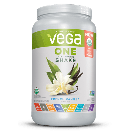Vega One Organic All in One Shake, French Vanilla 24.3 oz, 18 (Best Vegan Nutritional Shake)