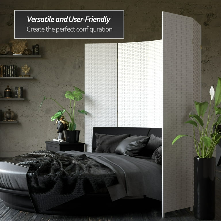 Divisorio Red Lantern 6 Pannelli In Tela – Paradise Grove – 160 Cm – Bianco E Grigio – Legno - 3