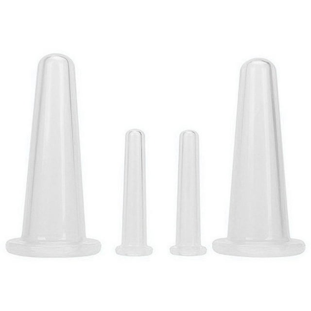 4pcs Silicone Cupping Can Vacuum Face Massage Cup Health Care Tool (White)