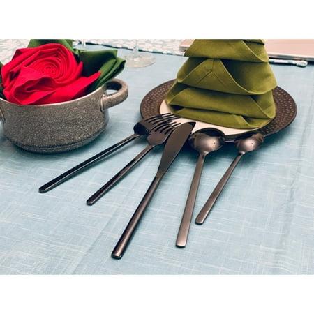 UPC: 0850007575847 | 20-PC Black Flatware Set Service for 4