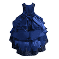thumbnail image 2 of IBTOM CASTLE Toddler Kids Girls Flower Dress Formal Princess Puffy Tulle Dresses Bridesmaid Wedding Communion Birthday Party Pageant Maxi Prom Gown for Child 8-9 Years Dark Blue, 2 of 8