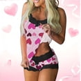 thumbnail image 2 of Pajama de Encaje para el Día de la Mujer Impreso Camisola sin Mangas, Pantalones Cortos Pajama Conjunto con Diseño de Parches Y Encaje, Poliéster Suave Ropa de Dormir Casual para el Descanso en el Ho, 2 of 6
