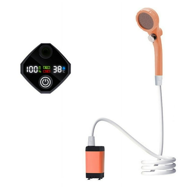 Ducha Eléctrica con Carga, Artefacto de Baño, Traje de Ducha, Bomba de Agua para Acampar Simple, Color Naranja
