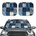thumbnail image 2 of Vsdgher Indigo Patchwork Quilt Print Car Windshield Sun Shade, Reflective Sunshade Window Sunshade Sun Visor Protector Fit for Cars,Trucks,SUVs-Small, 2 of 6
