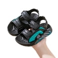 thumbnail image 4 of Kids Summer Beach Sandals, Boys Girls Open Toe Sandals, Toddler Boys Sandals Girls Adjustable Double Back Strap Water Shoes Non Slip Soft Soled Comfortable Beach Sandals, Green 22/4.5C, 4 of 5
