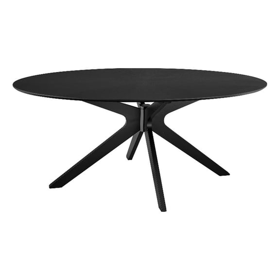 Pemberly Row 71" Oval Dining Table in Black with Pedestal Base
