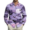 thumbnail image 5 of Domuza Mens Button Up Shirts Long Sleeve Halloween Novelty Novelty Print Relaxed Fit T Shirt Lightweight Casual Lapel Dress Shirts for Halloween Party Purple Pink XL, 5 of 7