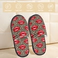 thumbnail image 2 of Slippers for Women, Bright red lips leopard Womens Slippers Fuzzy Winter House Shoes, Soft Anti-Skid Slippers Indoor and Outdoor, 2 of 7
