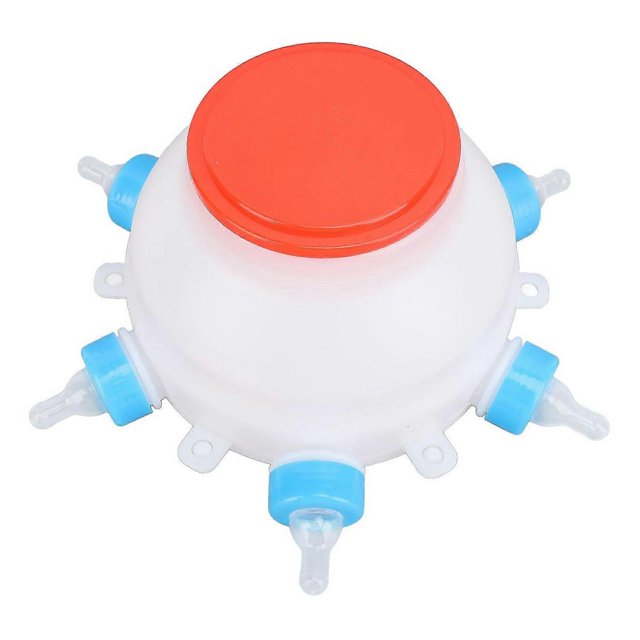 Piggy Milk Feeder 2.5L Round Piglet Poultry Breeding Feeder with 6 Pacifiers for Lambs, Piglets, Cow