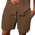 thumbnail image 4 of Suits for Men Short Sleeve Button-Down Collar Shirt and Drawstring Waist Shorts, Resort and Smart Casual Set Coffee M, 4 of 4