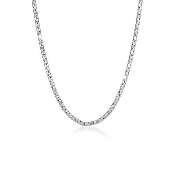 KUZZOI Men 0.16" Byzantine Link Chain Necklace 925 Silver 20 - 24 inch