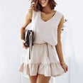 thumbnail image 2 of IROINNID Women's A-Line Dress Fashion Summer Summer Solid Color Ruffles Sleeveless Dress(Belt Included) V-Neck Comfort Waist Dress, 2 of 6