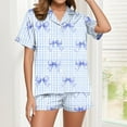 thumbnail image 5 of Simua Button Dowm Pajamas for Women, Women's Fashionable Print Short Sleeved Lapel Shirts with Shorts Summer Soft Home Wear Set, Size S-XXL, 5 of 7