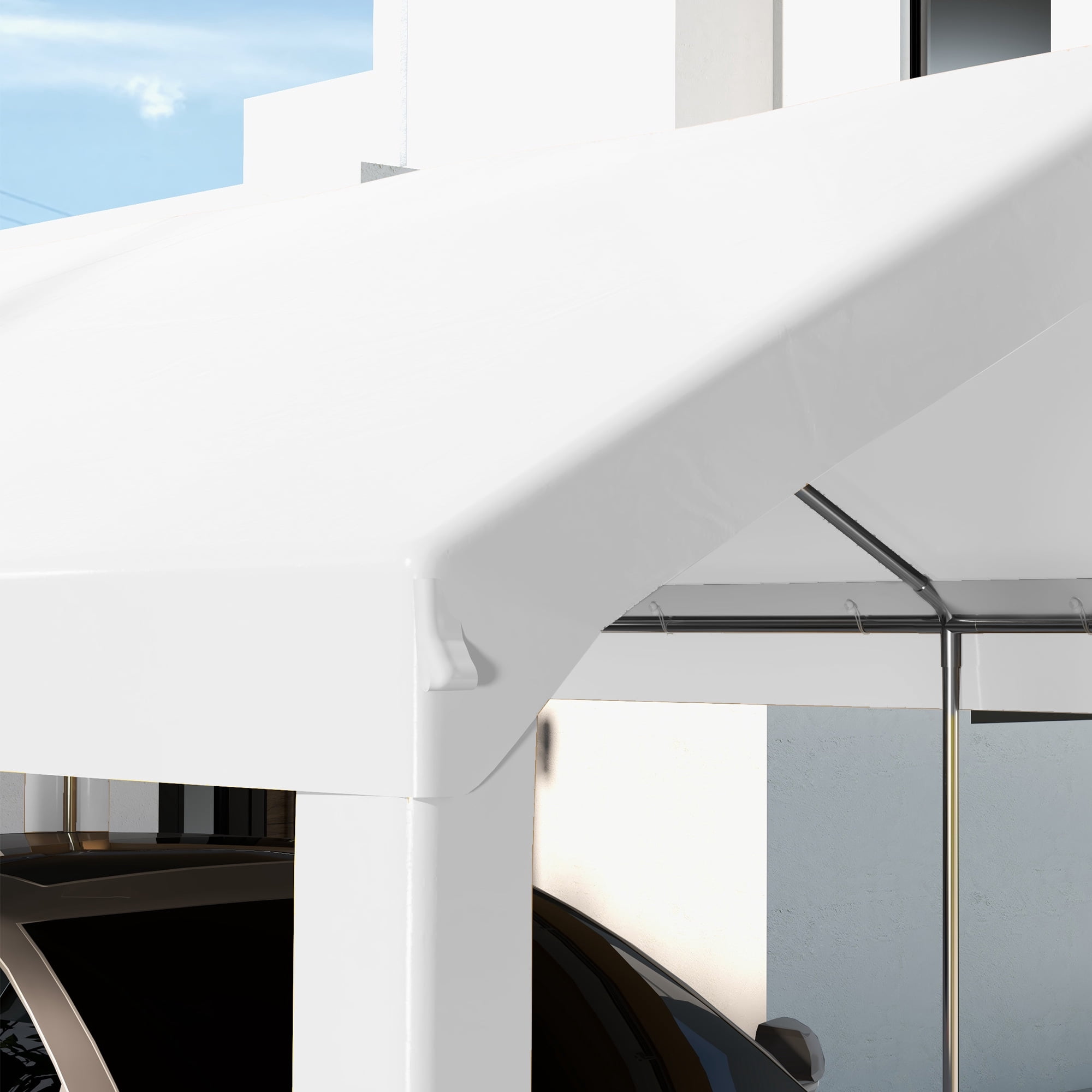 Outsunny 117.25 x 235.75 x 0.01 inches White Carport
