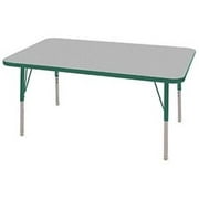 Early Childhood Resources ELR14110P4X14-GGNSB 30 x 48 in. Rectangular Activity Table with Standard Legs & 4 x 14 in. Chairs, Ball Glides - Gray & Green