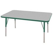 Angle View: Early Childhood Resources ELR14110P4X14-GGNSB 30 x 48 in. Rectangular Activity Table with Standard Legs & 4 x 14 in. Chairs, Ball Glides - Gray & Green