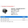thumbnail image 2 of Alternator - Compatible with 2014 - 2023 Jaguar F-Type 2015 2016 2017 2018 2019 2020 2021 2022, 2 of 2