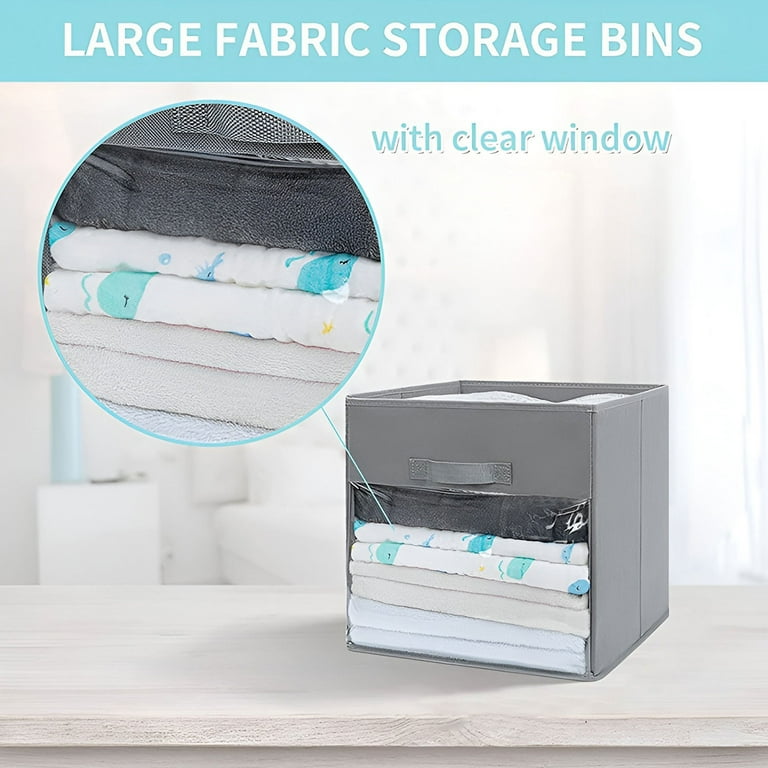 1/3pcs Closet Storage Bins With Clear Window And 2 Handles, Foldable  Clothing Bins For Shelves, Fabric Organizer, Storage Containers For  Organizing Cl