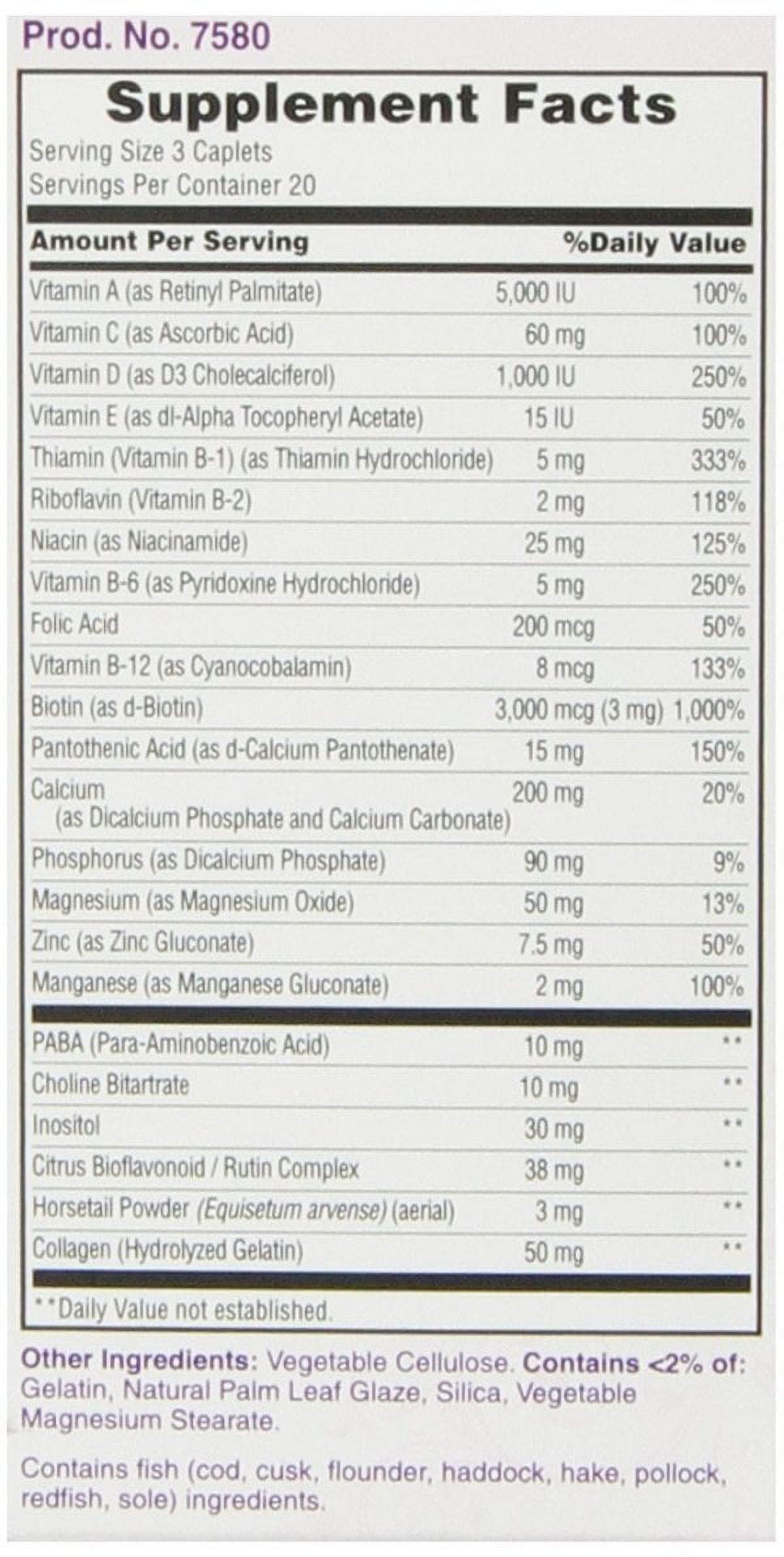 Nature's Bounty Hair Skin & Nails Biotin Support Lustrous Hair 60ct, 6-Pack