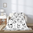 thumbnail image 2 of Throw Blanket for Couch Sofa and Bed, black Dog Puppy white Super Soft Plush Throw Blanket, Fuzzy Cuteness Comfy Warm Washable Flannel Blanket & Throws for All Season, 2 of 5