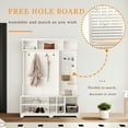 thumbnail image 5 of Hall Tree with Shoe Bench, Coat Rack ,Shoe Storage ,Storage Shelves and Pegboard, for Hallways, Halls and Bedrooms, White, 5 of 14