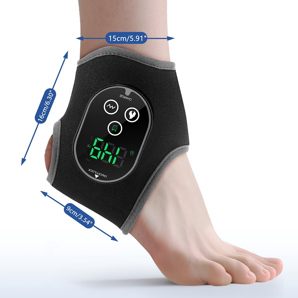 Cordless Heated Vibrating Ankle Wrap, Foot Ankle Massager with 4 Heat Levels (122-149℉) & Dual Motors, 3000mAh Rechargeable Battery, Fit for Left or Right Ankle, Portable for Home Office Travel