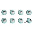 thumbnail image 1 of Knob-it 676685044907 Ensemble de Boutons Ronds en Céramique Peinte à la Main Vintage - Turquoise & Blanc - Lot de 8, 1 of 3