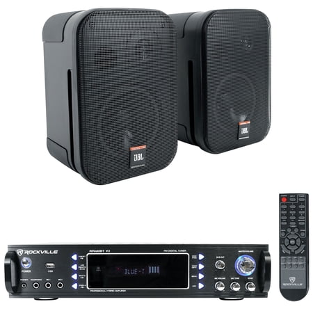 Rockville Home Theater Bluetooth Receiver Amplifier+(2) JBL Black 5.25 Speakers