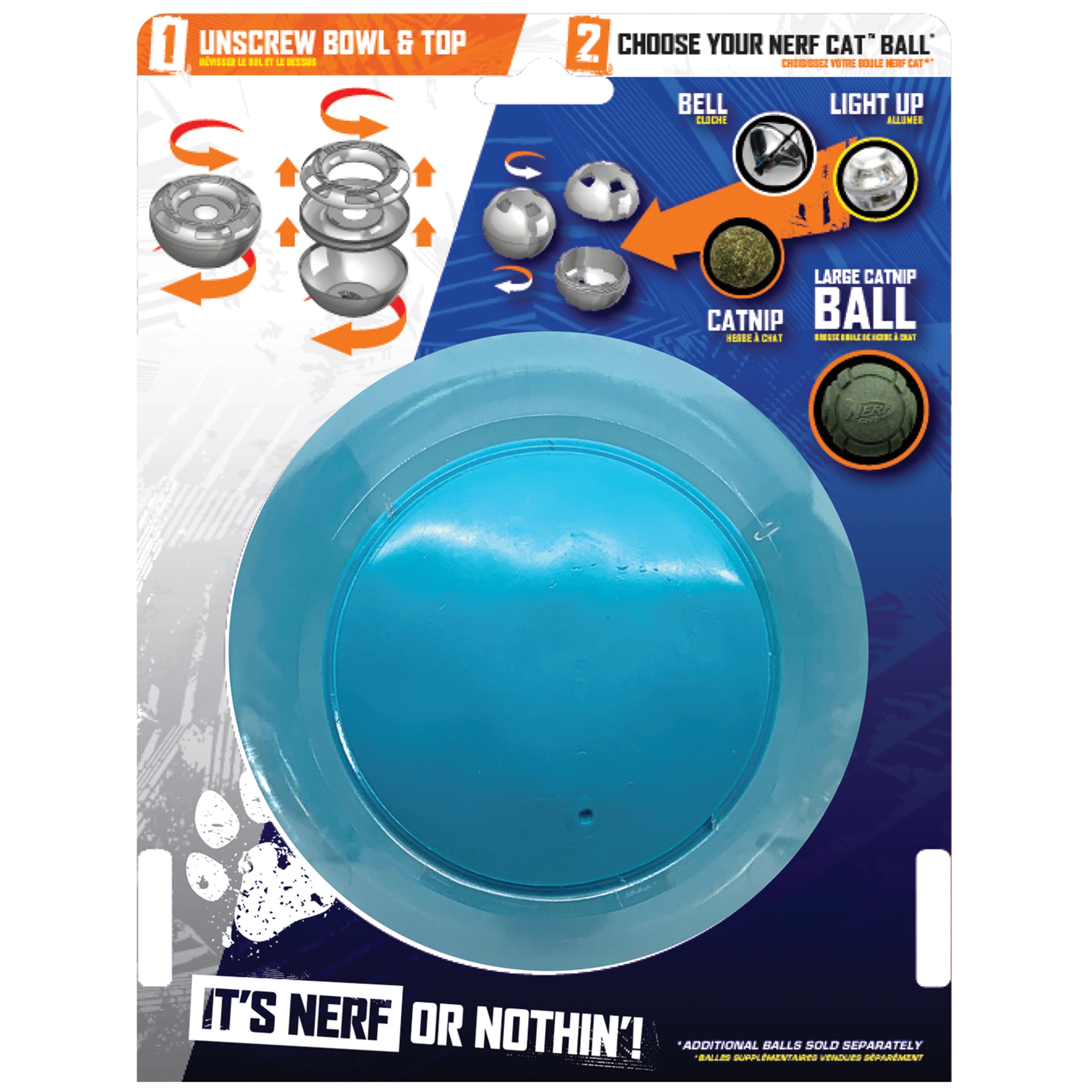 Nerf Cat Wobble Bowl – Light Up & Rattle Cat Toy with LED Ball & Bell Ball, 7 inch