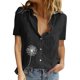 thumbnail image 1 of Gibobby Playera de Manga Corta con Cuello Redondo Algodón Lino Casual Suelto Personalidad Impreso Solapa Botón Manga Corta(Negro,CH), 1 of 5