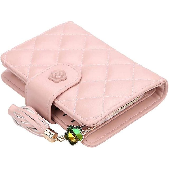 Cartera de cuero plegable para mujer, sin cierre, con tarjetero y ventana, monedero