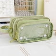 thumbnail image 4 of Minimalist Transparent Pencil Case, Large Capacity Portable Fabric Pen Pouch Stationery Storage Organizer for Students Office Travel, 1 Pack, 4 of 7