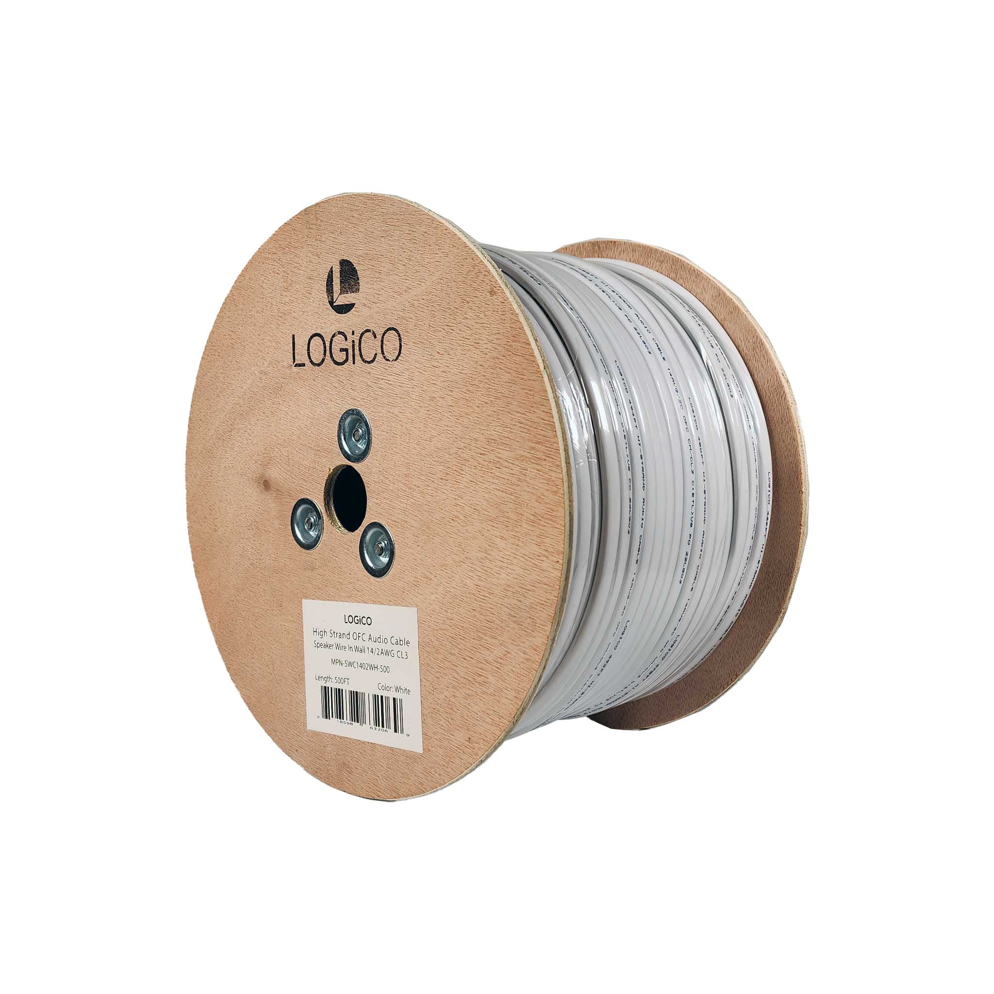 In Wall Audio Speaker Cable Wire 14/2 Gauge/AWG OFC Pure Copper 500ft White