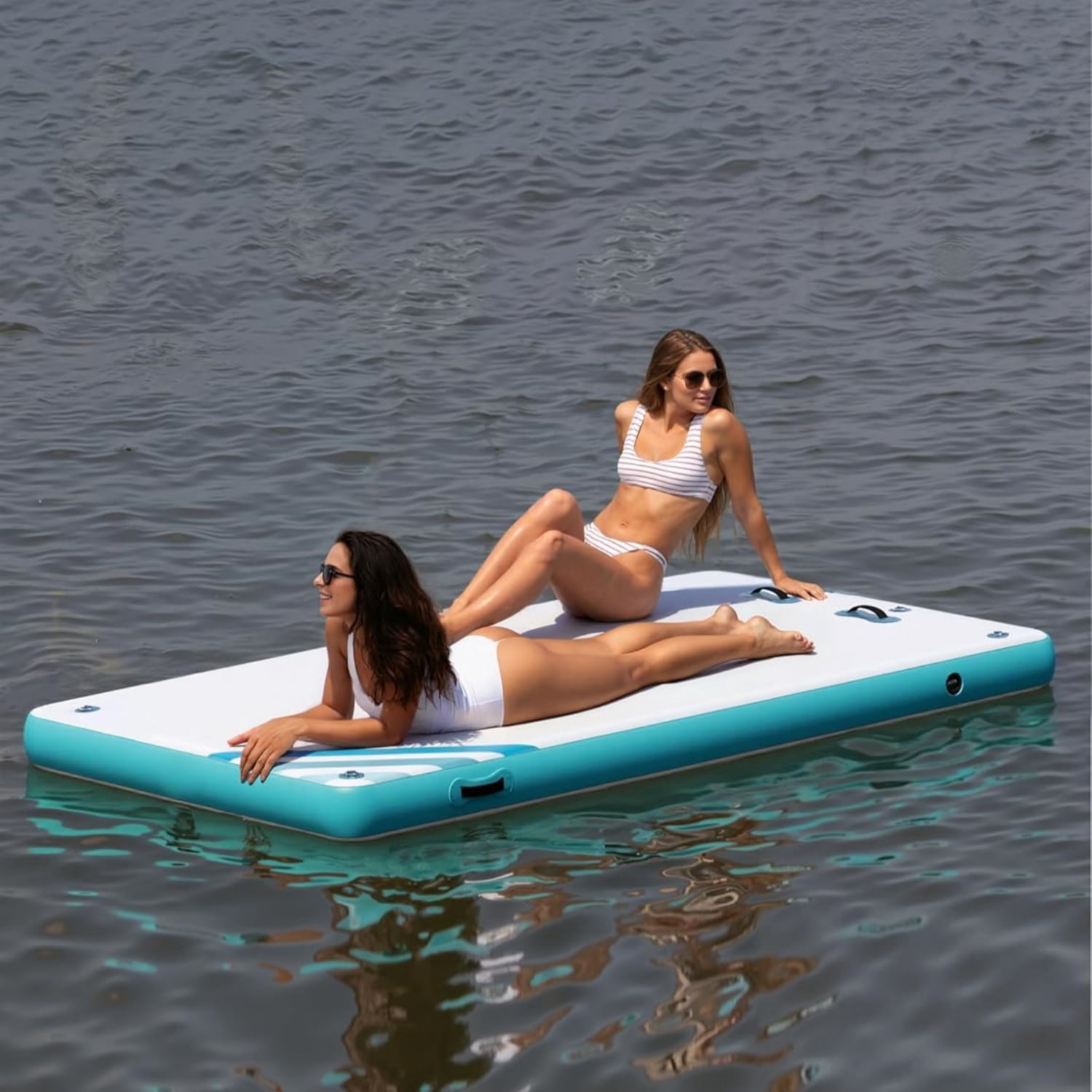 Garvee Inflatable Floating Dock 8‘ x 6', with 5.9" Thickness None-Slip PVC Surface, Green